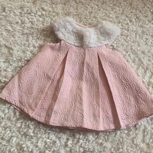Pink faux fur baby girl dress